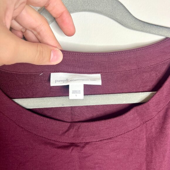 PureJill Affinity French Terry Plum Purple Shift Dress Front Pockets Sz Large - Picture 2 of 5
